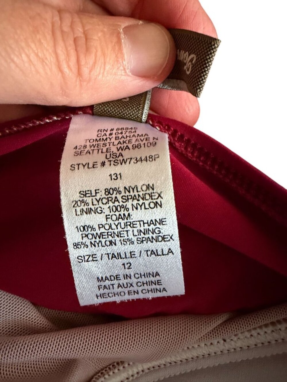 Tommy Bahama Womens Raspberry Swim Bathing Suit Rauch Twist Top Slim Straps 12 - Picture 7 of 11